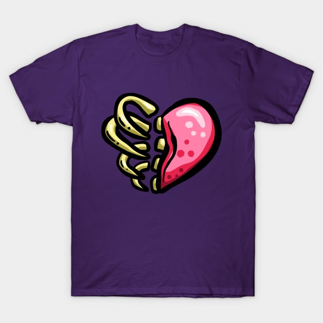 Zombie Love Hearts Halloween Horror Ribs T-Shirt by Squeeb Creative